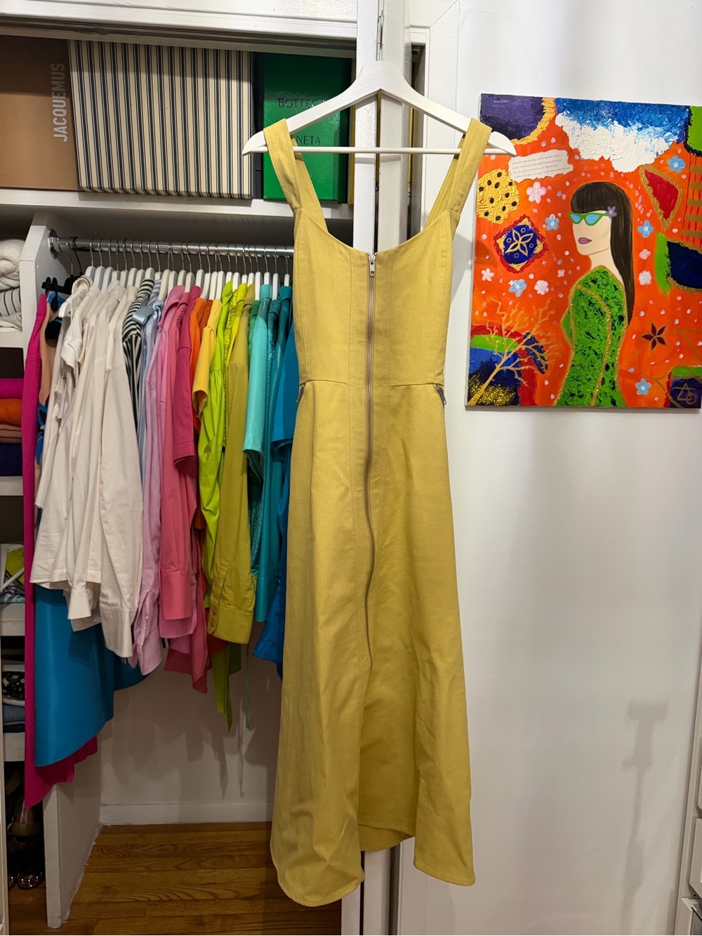 Women's Yellow Maxi Dress with Square Neck